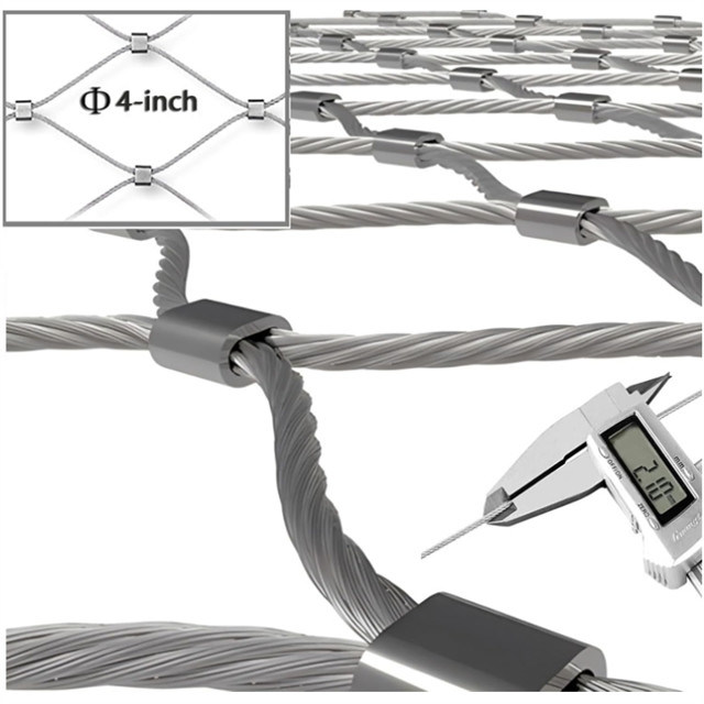Flexible Diamond Wire Rope Mesh 1.2mm - 6.0mm Horizontal / Vertical ...