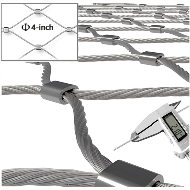 Flexible Diamond Wire Rope Mesh 1.2mm - 6.0mm Horizontal / Vertical ...
